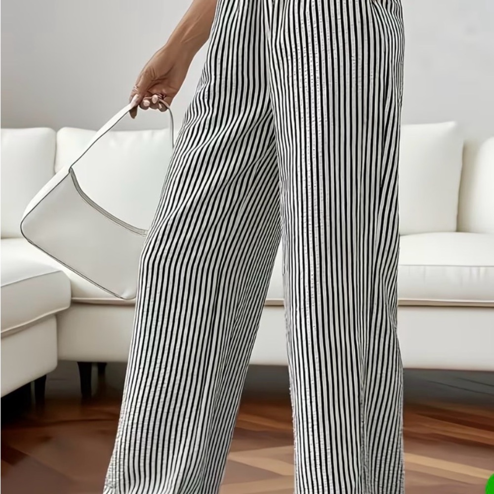 Striped Black and White Women's Pants